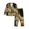 thumbnail image 1 of Fotbe Squirrels Eating Peanuts On The Tree Conjunto de Pijama de Manga Larga para Mujer con Estampado, Ropa de Dormir de 2 Piezas, Conjunto de Casa Suave y Cómodo con Bolsillos-Large, 1 of 7