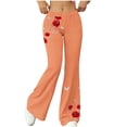 thumbnail image 2 of VBVC Women's Y2K Rose Flare Leg Sweatpants,Ladies High Waisted Trousers,Stretchy Pull-On Pants for Women,Orange,S-2XL, 2 of 8