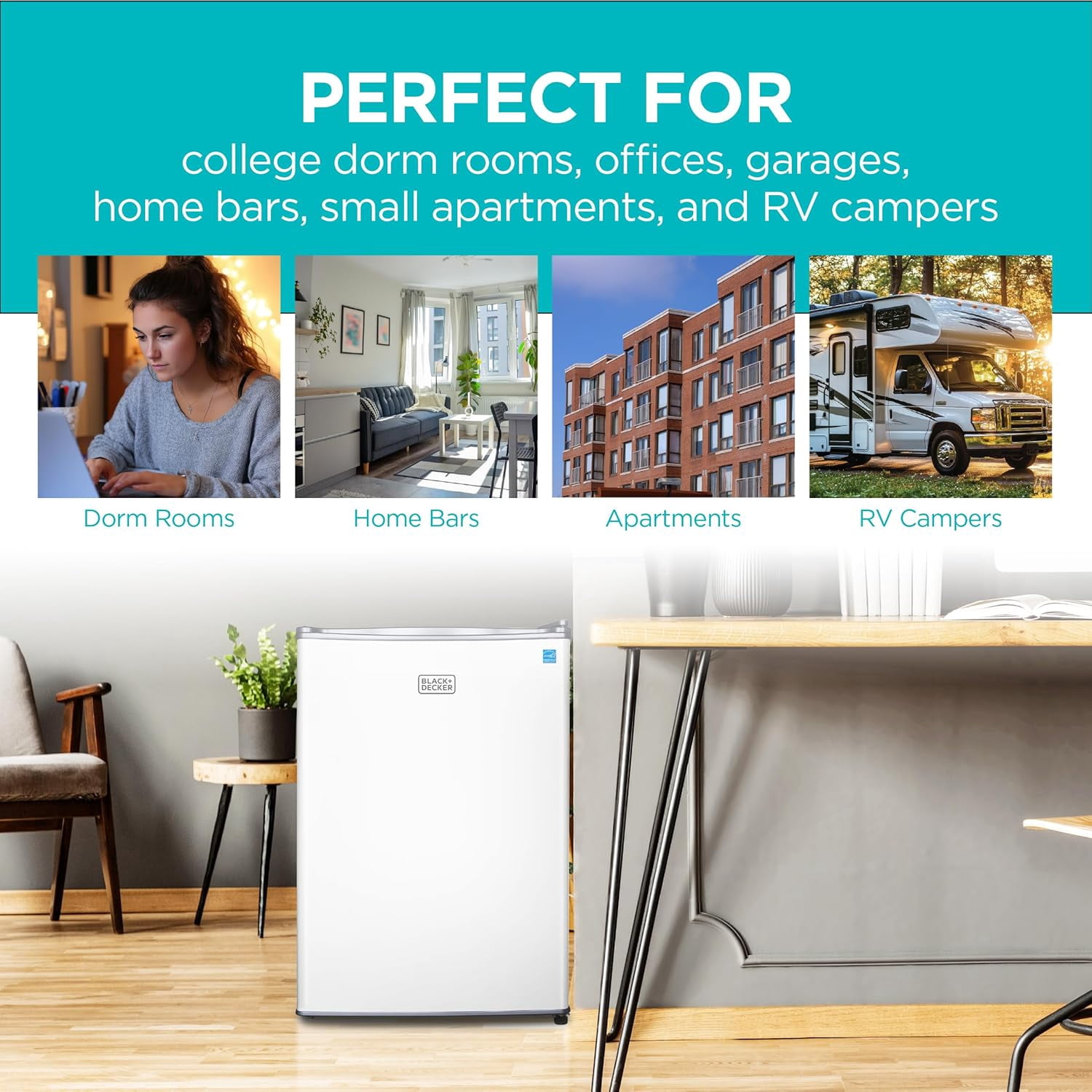 BLACK+DECKER BCRK25W 2.5 Cubic-ft Refrigerator/Freezer (White) - 2.50 ft³ - Reversible - White