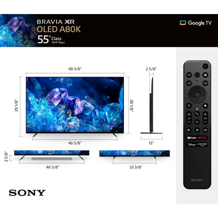 Sony 55” Class A80K 4K HDR OLED TV with smart Google TV XR55A80K- 2022 Model