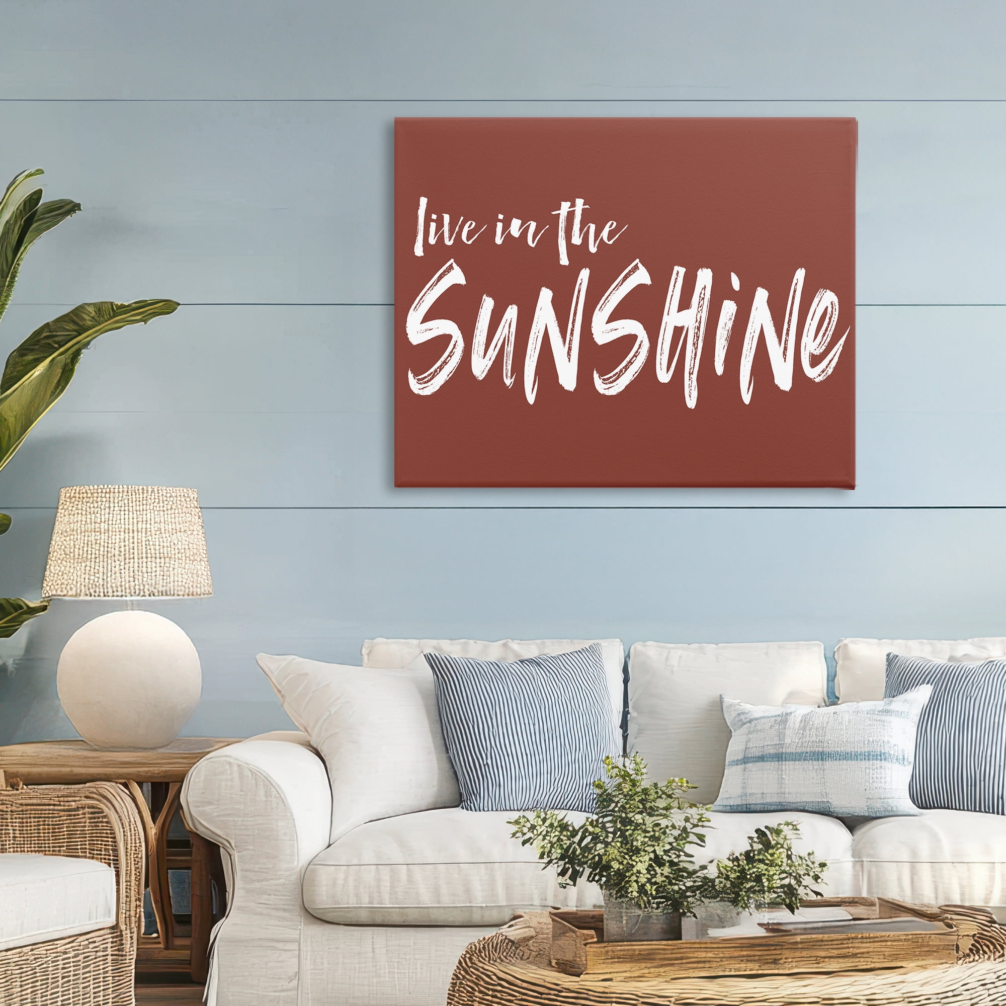 Live In The Sunshine Brown Canvas Wall Art, design by Lettered and Lined