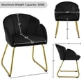 thumbnail image 2 of CRXX Modern Velvet Armchair, Flower Shaped Makeup Chair Vanity Chair with Golden Metal Legs for Living Room/Makeup Room/Bedroom/Home Office/Kitchen, Black, 2 of 10