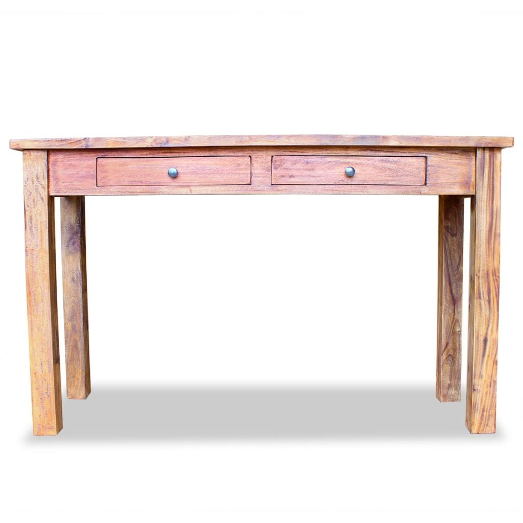 Kepooman Modern Solid Wood Storage Lowboard Console Table with 2 Drawers, Brown Kepooman Modern Solid Wood Storage Lowboard Console Table with 2 Drawers, Brown