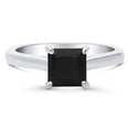 thumbnail image 2 of BERRICLE Sterling Silver Solitaire Rings Black Princess Cut Cubic Zirconia CZ Promise Ring for Women, Rhodium Plated 1.2 Carat Size 9.5, 2 of 9