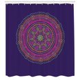 thumbnail image 3 of Yoga Shower Curtain, Ethnic Ornament Mandala Round on Purple Background Bohemian Hippie Mystical Motif, Fabric Bathroom Set with Hooks, 69W X 84L Inches Extra Long, Multicolor, by Ambesonne, 3 of 3