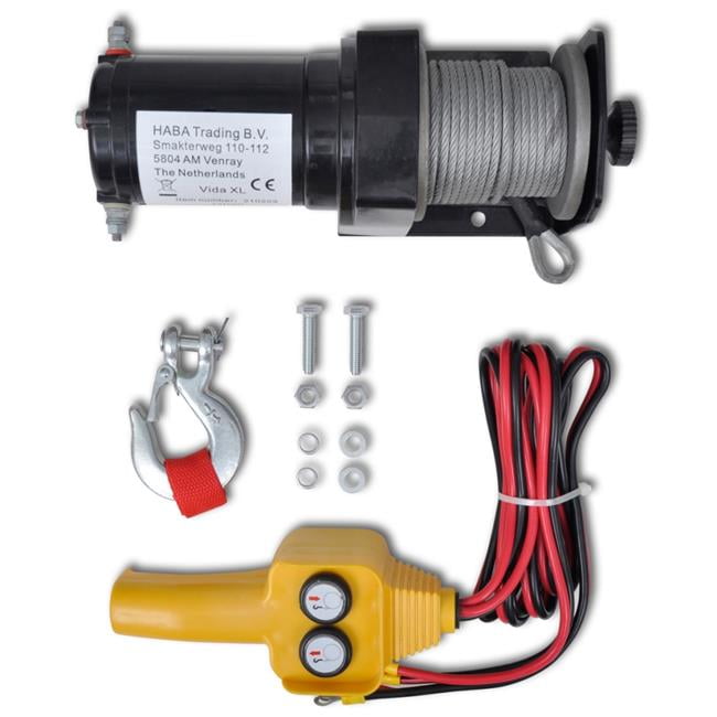 12 V Electric Winch 2000 lb Wire Remote Control