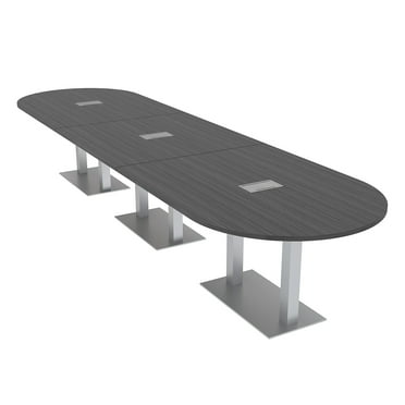 14' Modular Racetrack Conference Table With Square Bases Power Units
