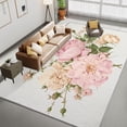 thumbnail image 3 of Washable Area Rug, Floral Pink Roses Print Accent Floor Carpet For Dining Room Office Home, White Soft Low-Pile Non-Slip Rugs For Living Bedroom Rug, 3 of 6