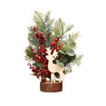 thumbnail image 2 of Christmas Tree Artificial Christmas Trees 9.4 Inches Tabletop Mini Christmas Tree Decorations With Red Berries Pine Cone Decorations Tabletop Centerpiece for Home Room Holiday Decorations, 2 of 7
