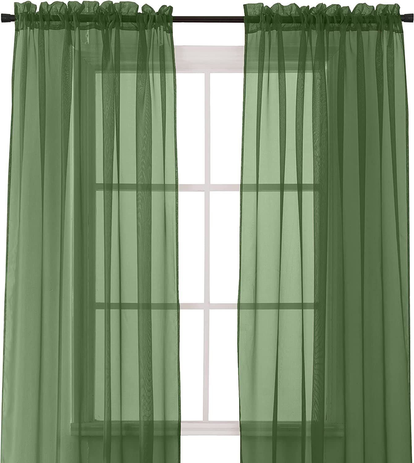 Elegant Comfort Sheer Curtains 2 Piece Set 2 inch Rod Pocket