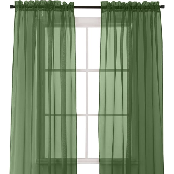 Mocassi (2-Piece) Multipurpose Solid Colored Drapes, Semi-Sheer Window Curtains with 2 inch Rod Pocket, 60 X 84 inches, Hunter Green