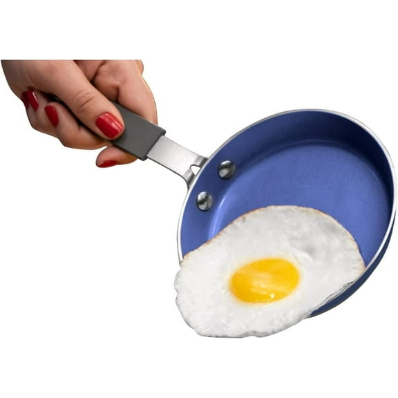 Granitestone Blue Mini Nonstick Egg Pan & Omelet Pan – 5.5” Single Serve Egg Nonstick/Skillet, Diamond Infused, Small Frying Designed for Eggs Pancakes, Non Toxic, Dishwasher Safe