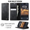 thumbnail image 3 of CaseMe Calf Leather Lining Microfibre Wallet Case For iPhone 18 Pro Max 6.9-inch with RFID Blocking,Magnetic Closure,Card Slots,Cash Slot,Kickstand,Shockproof Flip Folio Protective Phone Case,Black, 3 of 13
