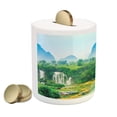 thumbnail image 2 of Nature Piggy Bank, Detain Waterfall Guangxi Misty Jungle Forest Waterscape Scene Picture, Ceramic Coin Bank Money Box for Cash Saving, 3.6" X 3.2", Fern Green Multicolor, by Ambesonne, 2 of 4