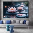thumbnail image 2 of Mudket Pink Lotus Flower on Zen Stones Canvas Wall Art, Floral Botanical Wall Decor, Framed Ready to Hang Artwork for Living Room Bedroom Bathroom Spa - 12"L x 8"W, 2 of 10