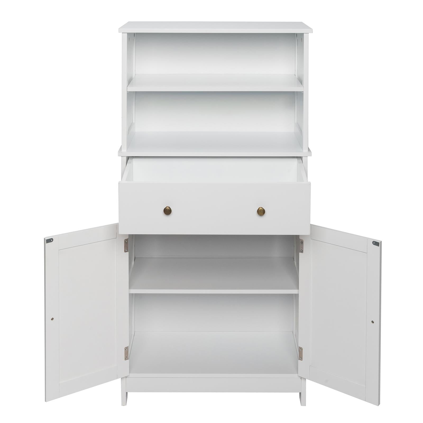 Ktaxon Freestanding Bathroom Floor Cabinet with Large Drawer, 2 Doors & Adjustable Shelves for Kitchen Living Room, White