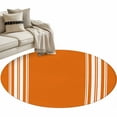 thumbnail image 2 of 4ft Round Rug, Thanksgiving Non-Skid Rubber Backing Large Area Rugs - Living Room Bedroom Home Office, Fall Luxurious Orange White Striped Harvest Autumn Indoor Floor Mat Carpets Washable Rug, 2 of 9