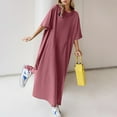 thumbnail image 2 of Kureaily Loose Casual Solid Color Short Sleeved T Shirt Dress, 2 of 4