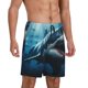 thumbnail image 2 of Balery 3D Realistic Shark Pantalones cortos de pijama de punto de algodón para hombre con cinturilla y bolsillos-Large, 2 of 6