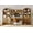 Oak, variant on Modern Home Office Set, 47" Modern Executive Desk with Charging Station and Drawers & 2 Piece 71"H Tall 8-Tier Arched Bookcases with Cabinet for Living Room, Bedroom, Home Office