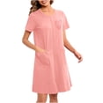 thumbnail image 5 of SCSAlgin Zip Up Robes for Women Short Sleeves Zipper House Coat Short Bathrobes Lightweight Nightgown with Pockets, 5 of 5