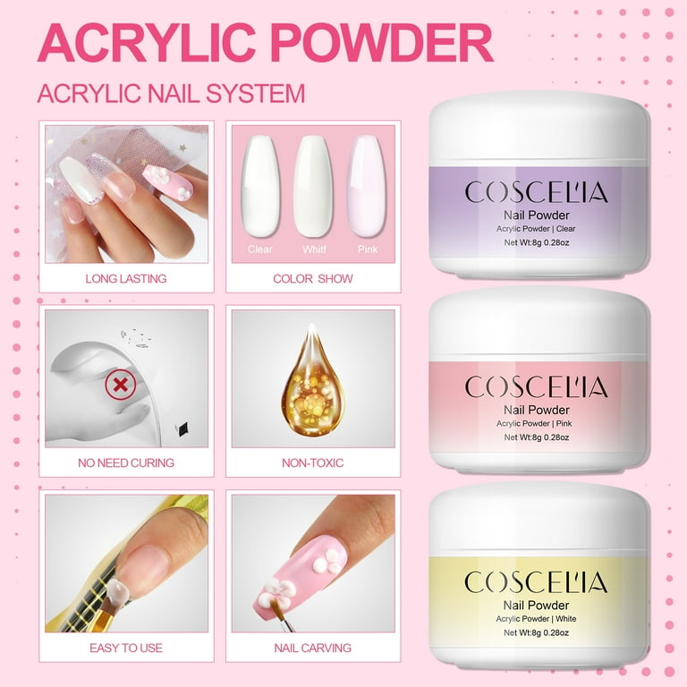 Coscelia Acrylic Nail Kit Complete Set with Drill UV Light Glitter