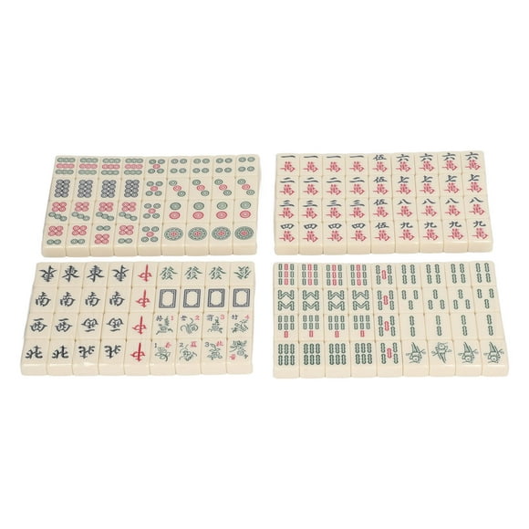 Petit Mahjong Traditionnel, Petit Jouet Mahjong Portable Léger Chinois avec Sac de Rangement pour Dortoir Ivoire