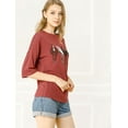 thumbnail image 4 of INSPIRE CHIC Woman's Drop Shoulder 3/4 Sleeves Horse Print Loose Tops, 4 of 4