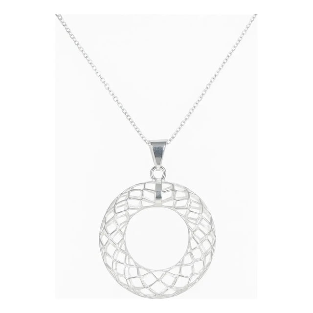 Collar 3d Circulo De Maya Para Mujer De Plata 925