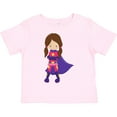 thumbnail image 3 of Inktastic Superhero Girl, Brown Hair, Cute Girl, Purple Cape Girls Toddler T-Shirt, 3 of 5