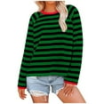 thumbnail image 1 of Yuyuzo Oversized Sweatshirt for Women Crewneck Long Sleeve Striped Fall Color Block Pullover Tops, 1 of 5