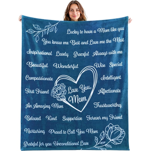 Mothers Day Blanket Gifts for Mom Soft Flannel Mom Blanket for Wife Grandma Birthday Present for Women from Daughter Son 50" x 60" Ivory White