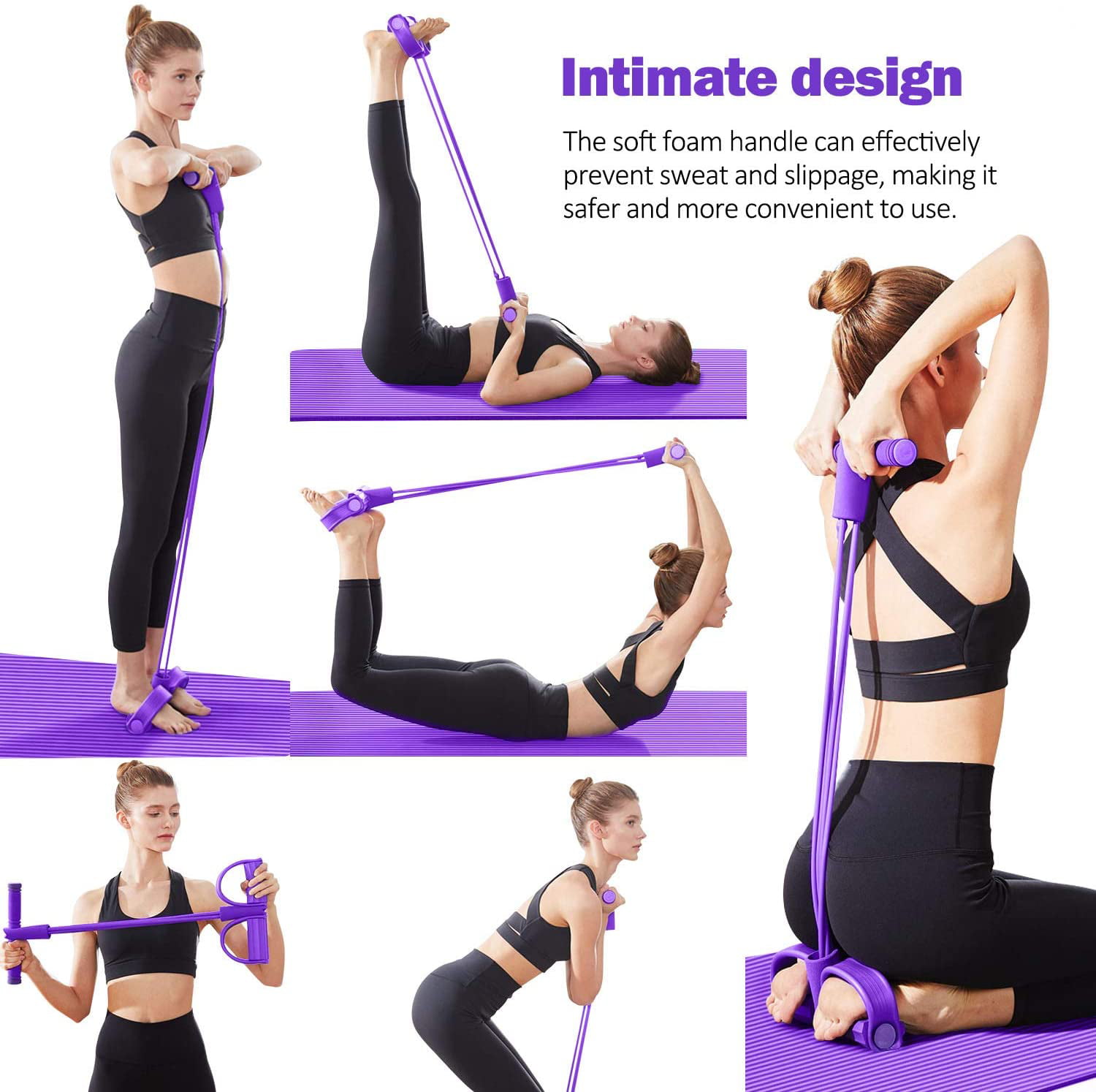 Workout Equipment for Home KPX Thick Yoga Mat 3 Piece Set Pilates 1 Pedal Resistance Band Include 1 Yoga Excersize Mat with Carrying Strap Exercise Gym 1 Yoga Pilates Ring Yoga