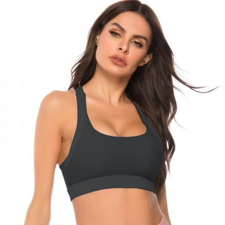 

Baywell 2 Packs Racerback Sports Bras for Women - Padded Seamless High Impact Support for Yoga Gym Workout Fitness Dark Gray 33C-44B/C/D/DD