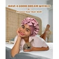 thumbnail image 6 of Satin Bonnet for Sleeping, Double Layer Hair Bonnet with Elastic Tie Band, Soft Night Cap for Curly and Straight Hair(Bean Paste + Pink), 6 of 6