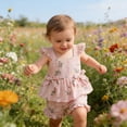 thumbnail image 4 of MEZZALL Girls Floral Sleeveless Vest And Ruffle Shorts Two Piece Outfit Sets Casual Playwear Comfortable Twill Comfortable Kids Clothing Sets Soft Fabric All Day Wear, 4 of 8