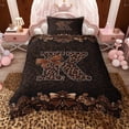 thumbnail image 2 of Erosebridal Brown Leopard Print Twin Bedding for Girls Women, Monogrammed K Duvet Cover Set, Black Reversible 2-Piece, 1 Duvet Cover and 1 Pillowcase (No Comforter), 2 of 6
