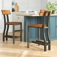 thumbnail image 7 of CoSoTower Rustic Brown And Gunmetal Finish Wooden Counter Height Chairs 2Pc Set Industrial Design Dining Furniture, 7 of 7
