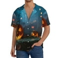 thumbnail image 3 of Xecao offers the Spooky Halloween for Men's Casual Short-sleeved Shirt, a button-up collared shirt with a pocket, perfect for beach vacations and yacht travel in the 3X-Large size., 3 of 7