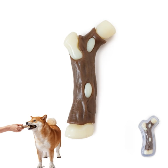Durable Nylon and Cowhide Dog Chew Toy, Tough Dental Teething Bone for Aggressive Chewers, Teeth Cleaning & Stress Relief Pet Toy