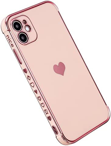  J.west Compatible with iPhone 11 Case 6.1,Shiny Soft  Shockproof Cute Clear Love-Heart Phone Protective Cover for Women,Glitter  Plating Pattern Design TPU Bumper Slim Fit Phone Case for Girls : Cell  Phones