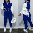thumbnail image 3 of Baqcunre Women Autumn Baseball Suit Two Piece Set Solid Coat Long Pants Tracksuits Outfits,Size S-XXL,Fall Outfits Women Trendy,Outfits for Women,Two Piece Sets for Women,Womens Fashion,Blue, 3 of 5