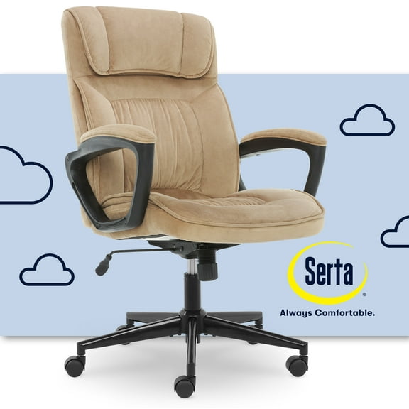 Serta Hannah Bonded Leather High Back Executive Chair with Arms, 250 lb. Capacity, Black