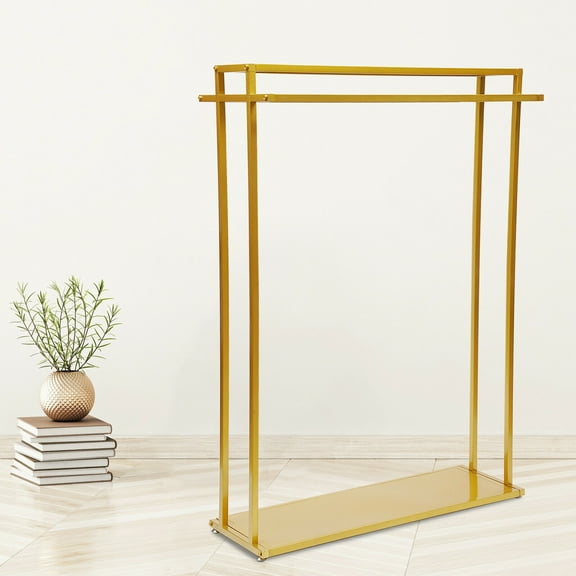 CNCEST Large Capacity Clothes Rack 1.7m Sturdy Clothes Hanger Gold Floor Hanger 2 Rods for Shopping Mall Clothes Display