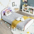 thumbnail image 2 of Costway Kids Upholstered Platform Bed Children Twin Size Wooden Bed Rainbow Pattern, 2 of 10