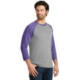 thumbnail image 4 of District Made Mens Perfect Tri 3/4 Sleeve Raglan-XS (Purple Frost/ Grey Frost), 4 of 6