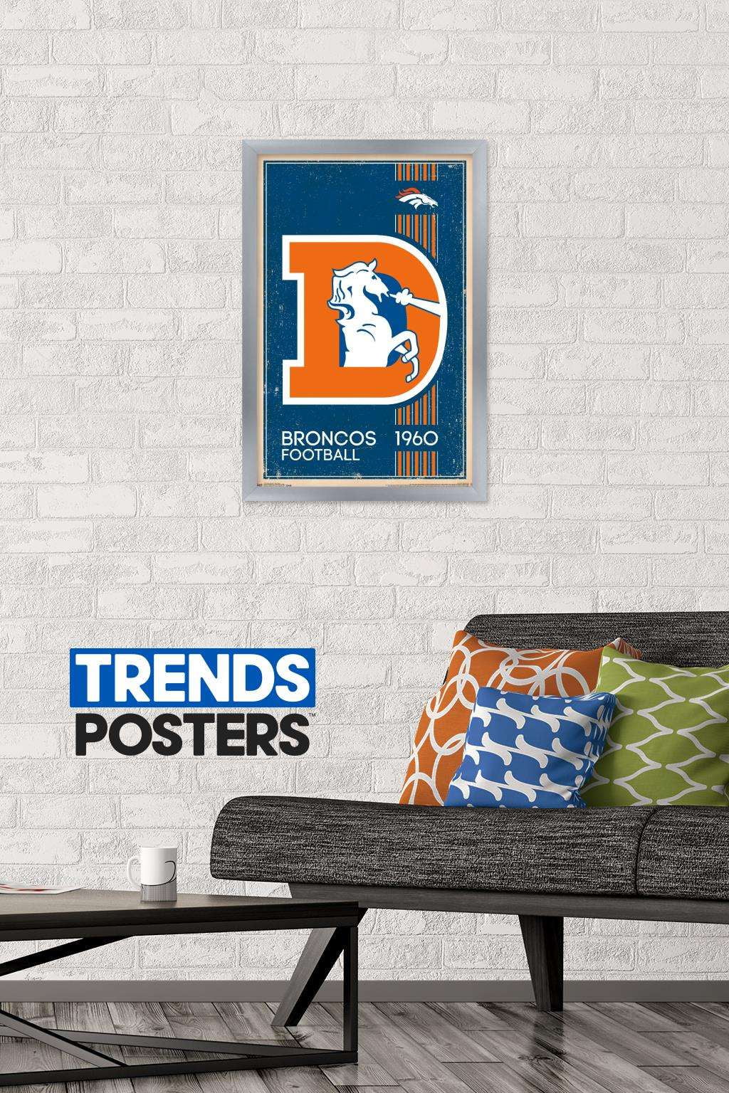 NFL Denver Broncos - Retro Logo 14 Wall Poster, 14.725" x 22.375", Framed