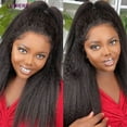 thumbnail image 4 of Lumiere Brazilian Kinky Straight Lace Front Human Hair Wigs 13×4 Lace Front Wig Cap 150% Natural Black 28", 4 of 10
