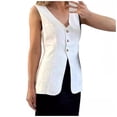 thumbnail image 2 of Ediodpoh Women's Long Linen Vest Summer Casual Sleeveless Womens Coats White M, 2 of 7