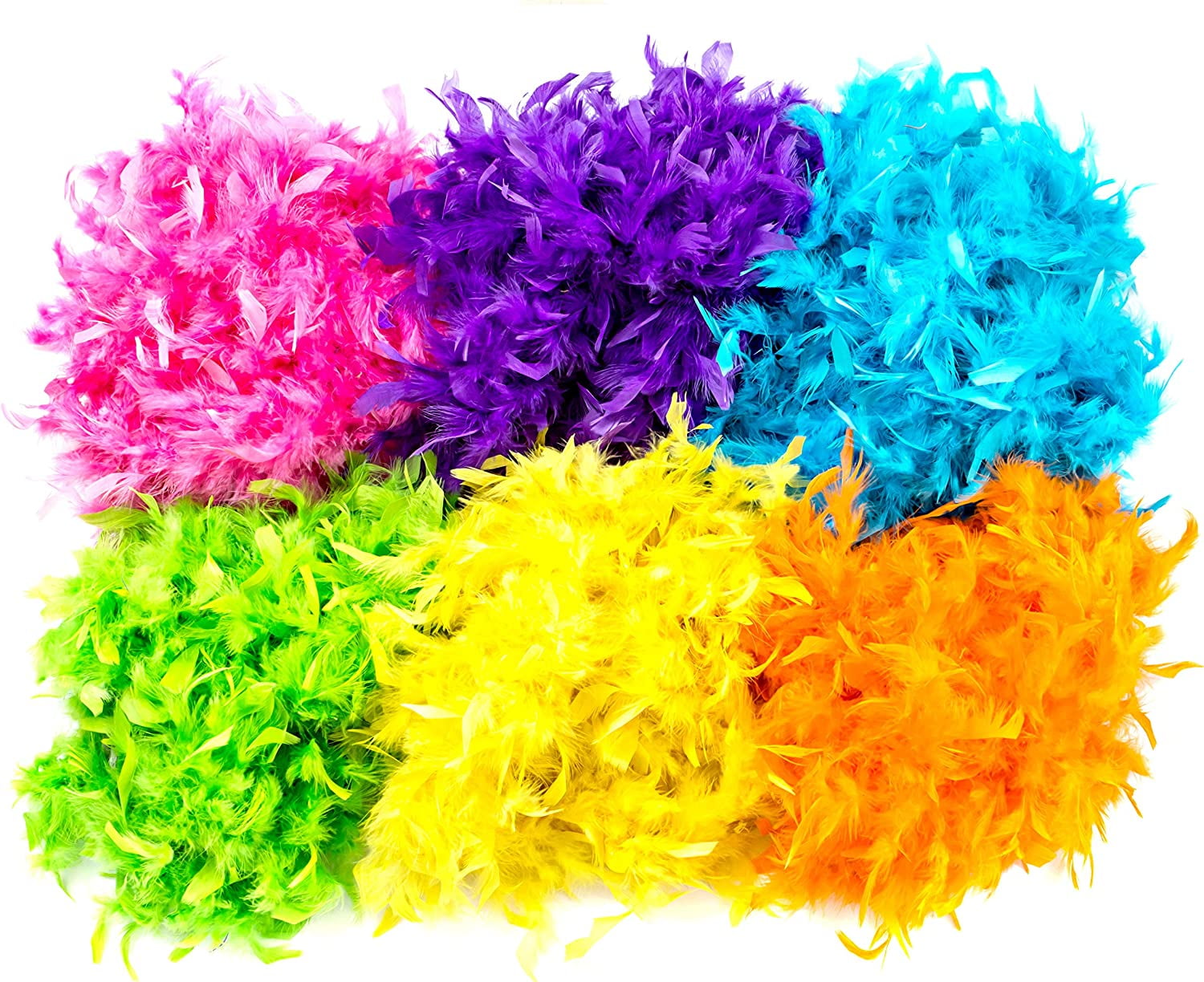 Ultimate Party Halloween Feather Boas - 6 Pack of 6 Feet Long Boas with Feathers - Perfect for Halloween Costumes, Party Outfits, and Party Favors